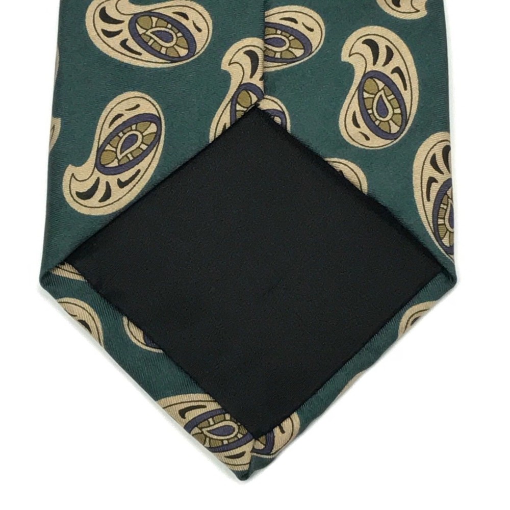 NEIMAN MARCUS Rare Collection Green Beige Multi Color Paisley Tie Necktie - Picture 4 of 10